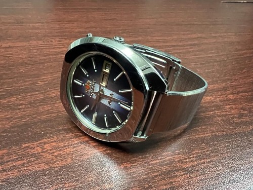 Reloj Pulsera Orient Hombre Azul Redondo Plata Automático Japón A 500238 - Imagen 8 de 10