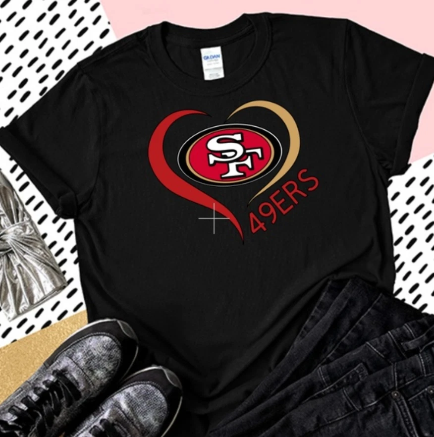 San Francisco 49ers T-Shirt Women's Top Sm - 3X White Black Handmade New