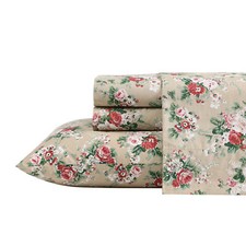 Laura Ashley Cotton Sheet Sets Ashfield-Evergreen/Camel 