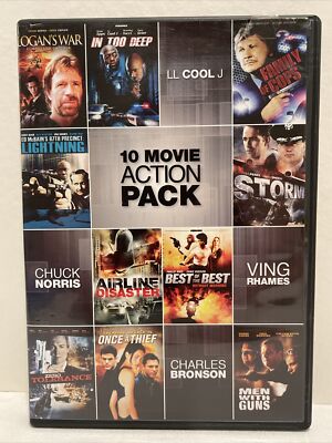 10-Movie Action Pack-(DVD, 2011, 2-Disc Set)-Chuck Norris-Ving Rhames-LL Cool J