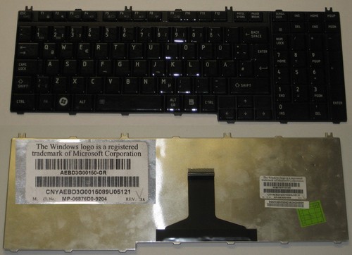 CLAVIER QWERTZ ALLEMAND TOSHIBA P300 series MP-06876D0-9204 Noir Brillant - Afbeelding 1 van 1