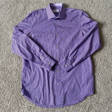 Robert Graham Shirt Mens 42 16.5 Button Up Long Sleeve Purple Geometric