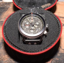 Orologio AEROMAT Pilot Uomo Vol De Nuit Cinturino Pelle Nero Nero e Giallo NUOVO