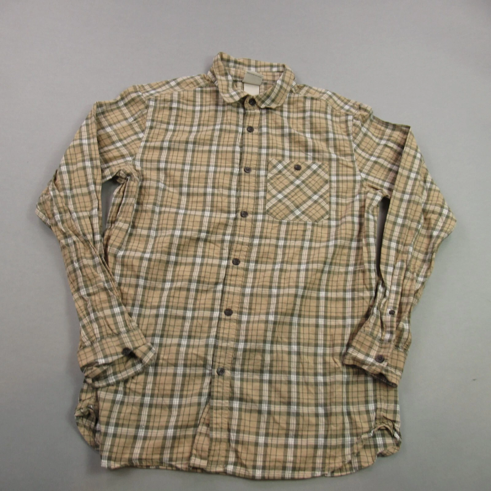 North Face Shirt Mens Large Button Up Long Sleeve Plaid Pocket Outdoors