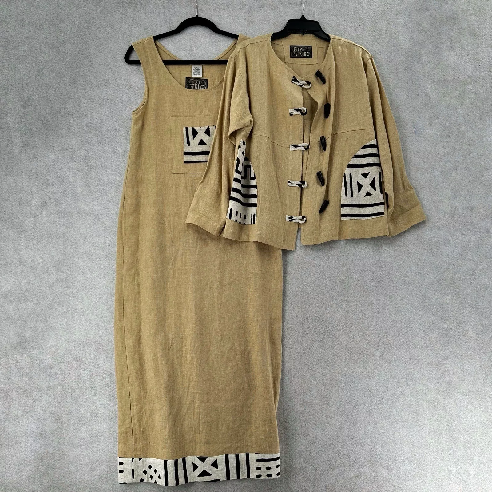 burton vintage my tribe joy linen 2-piece aztec maxi jacket