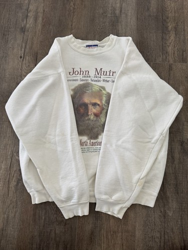 Vtg John Muir Sweater Nature Animal Crewneck Scientist Medium Hanes Hippie Y2K - Picture 9 of 23