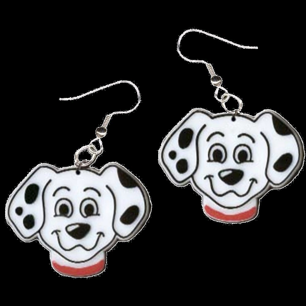 Big Funky 101 DALMATIONS EARRINGS Disney Puppy Dog Fire Fighter Costume Jewelry
