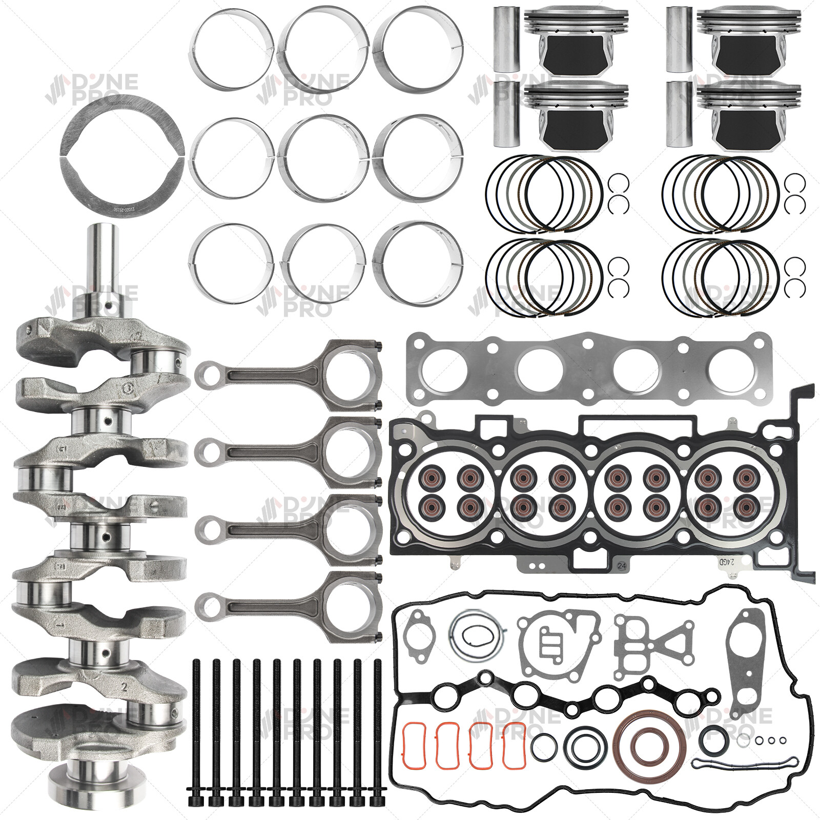 Hyundai Kia 2.4L G4KJ Engine Rebuild Kit with Crankshaft & Bearing Rods