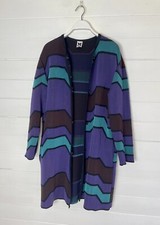 Missoni Purple Green Aubergine Black Thick Stretch Knit Coat Jacket 14 42