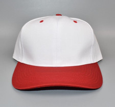 Vintage 2-Tone White and Red Blank Snapback Cap Hat