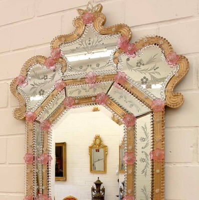 VENEZIANISCHER WANDSPIEGEL ca.126x70cm LUXUS MURANO GLASSPIEGEL VENEZIA