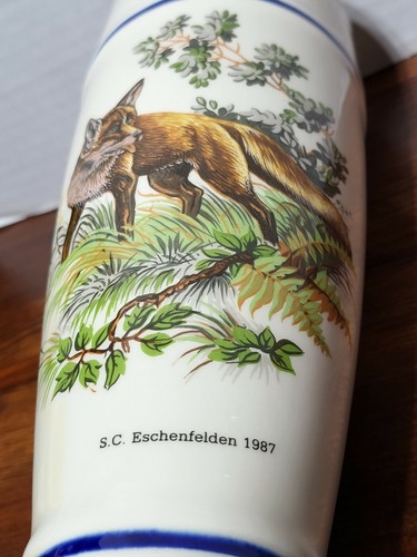 Collectable German S.C. Eschenfelden Beer Stein Fox Hunting wild 1987 - Picture 2 of 8