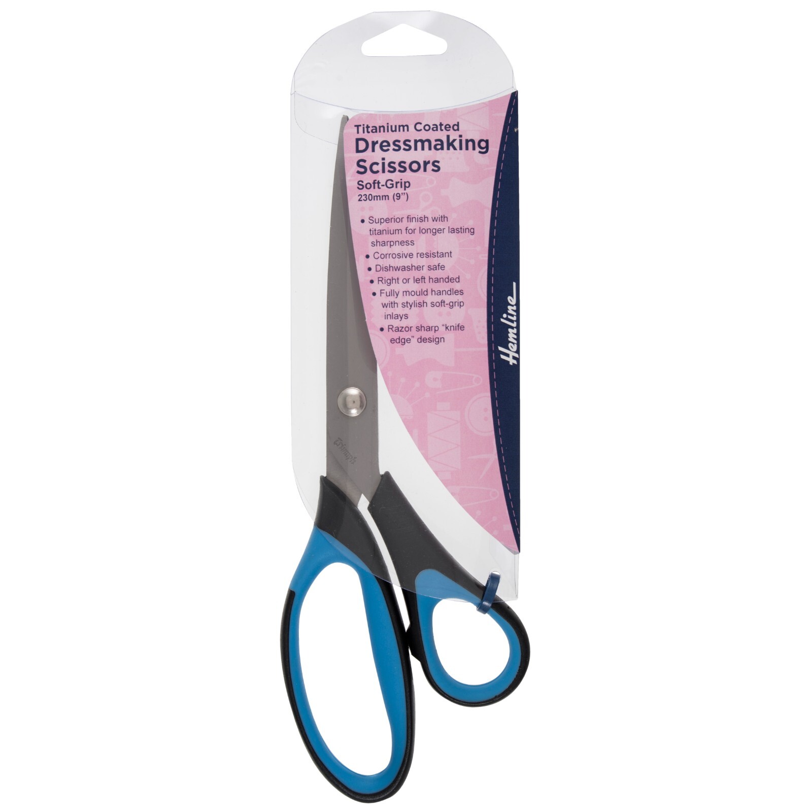 Hemline Titanium Coated Dressmaking Scissors Soft Grip 9in