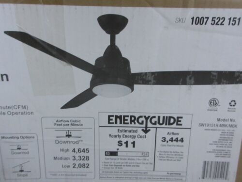 Hampton Bay Caprice 52 in Integrated LED Indoor Matte Black Ceiling Fan - Picture 3 of 5
