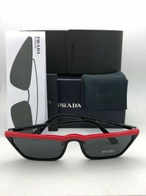 New PRADA Sunglasses SPR 19U YVH-5S0 58-18 145 Black & Red Frame w