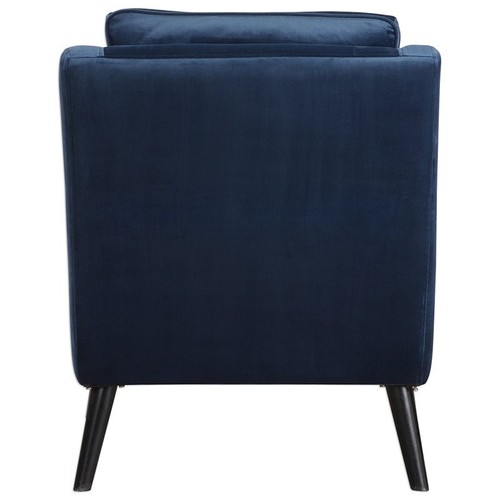 Uttermost OBrien Contemporary Wood and Fabric Arm Chair in Blue and Black - Picture 5 of 11