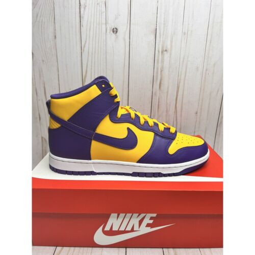 Nike Dunk High Retro Lakers Mens Size 10.5 DD1399 500 Court Purple Gold - Picture 3 of 12
