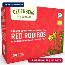 Red Rooibos Tea 100 Teabags USDA Organic - Naturally Caffeine Free - Cederberg T