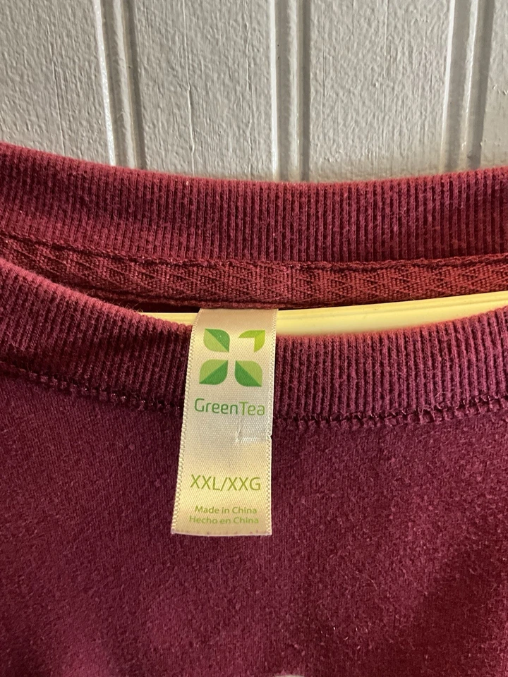 Wine OClock Crewneck Sweatshirt Women XXL Funny Maroon Green Tea Cozy Casual - Image 3 of 3