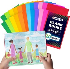 Hygloss Blank Books - Bulk 20 Pack 5.5" x 8.5" A5 Assorted Colo