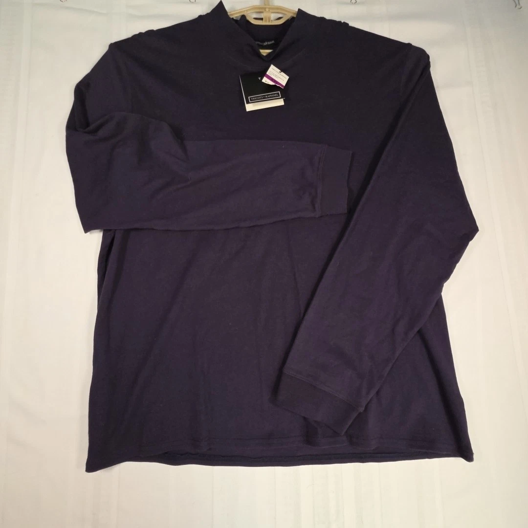 Tricots St Raphael Men's XXL Gray Mock Neck Long Sleeve Shirt Cotton Two Shirts
