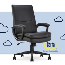 Serta Comfort Modern Executive Office Chair Metal Base Bonded Leather Black