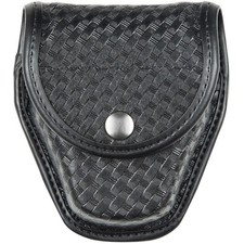 Bianchi Model 7917 Double Handcuff Case Hidden Snap Basket Weave Black - 1018424