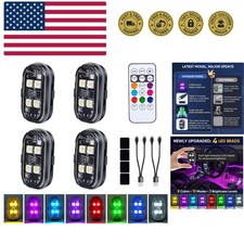 Upgraded 4LEDs 4PCS Wireless LED Strobe Lights with Remote Control, 8 Colors ...