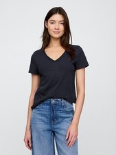 Gap Favorite Tee V-Neck T-Shirt Short Sleeve Top Navy Blue Size Medium NEW