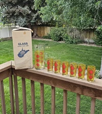 Rare West Virginia Glass Co Sham Tumblers NOS 7 Pieces Box MCM 