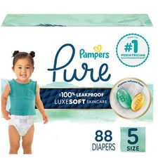 Pampers Pure Baby Diapers Size 5 27 lbs 88 Count Hypoallergenic Leakproof Soft