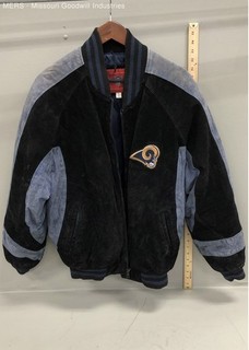 Vintage Y2K NFL St. Louis Rams Men's Black Suede Leather Bomber Jacket Sz M