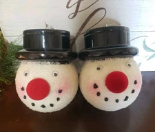 (2) Large 6" "Snowman Head" Ornament with TOP Hats Snowball Styrofoam PAIR 