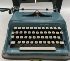 1960 blue Remington PersonalRiter portable typewriter with case  thumbnail