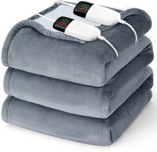 Heated Electric Blanket Queen Size 84" x 90" Heating Blanket W/ Dual Control 10