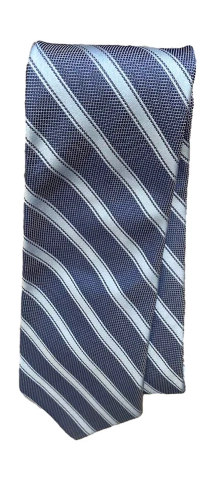 Corbata de seda a rayas azul blanco Express Design Studio para hombre Foto 2 de 4