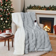 Electric Blanket Throw - Soft Checked Flannel with 6 Heating Levels, 4 Hours ...