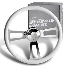 17 Universal Wood Grip Steering Wheel 5 Bolt 2.5 Inches Deep Chrome Horn Button