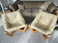 Pair Of Odd Knutsen Luna Cream Leather Chair John Lewis Mid-Century modern retro