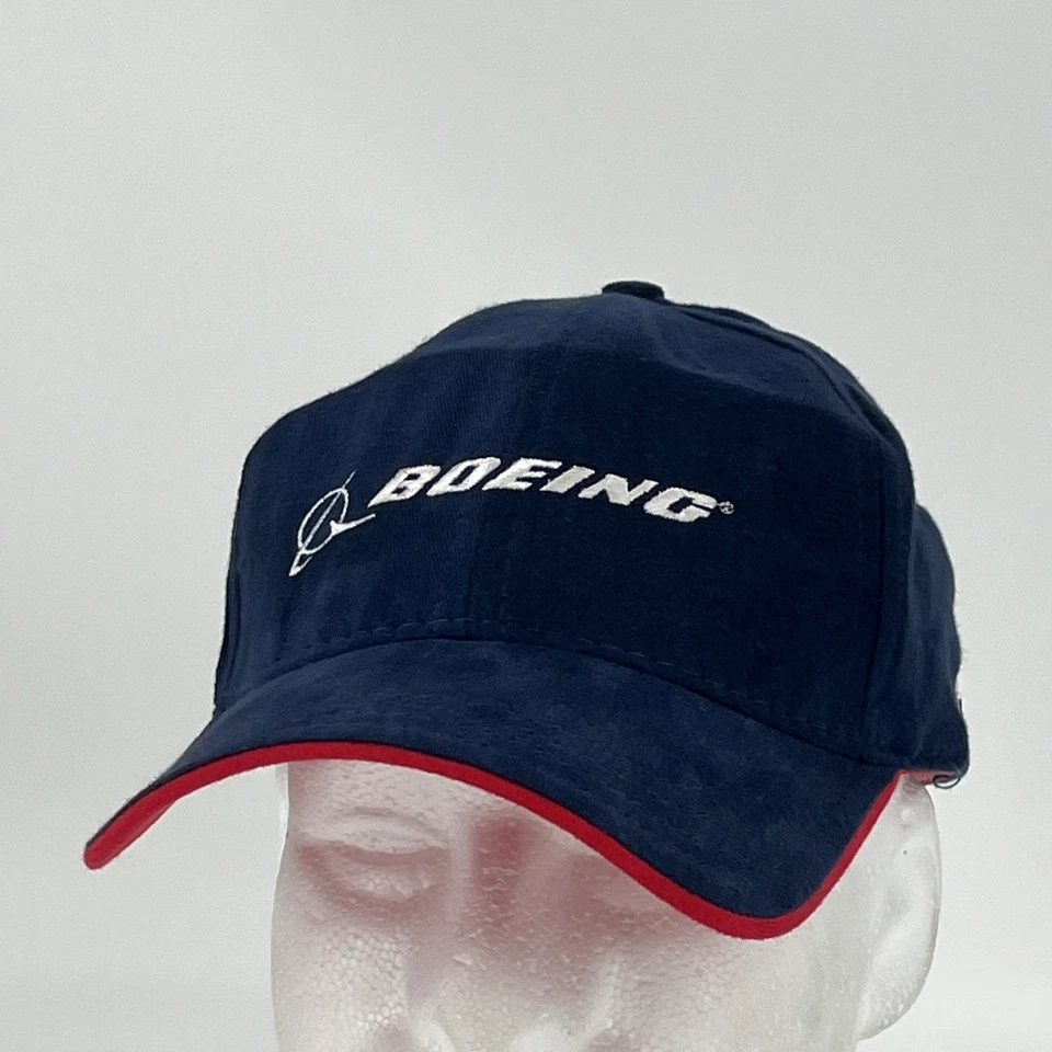 Boeing Hat - StrapBack Navy Blue Cotton Baseball Cap EUC - Made in USA - Image 2 of 4