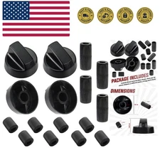 Versatile Knobs Replacement Set: 4 Control Knobs with Stainless Steel Adapters