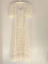 Vintage ivory lace dress M/L Jc Pennys With Separate Slip For Under