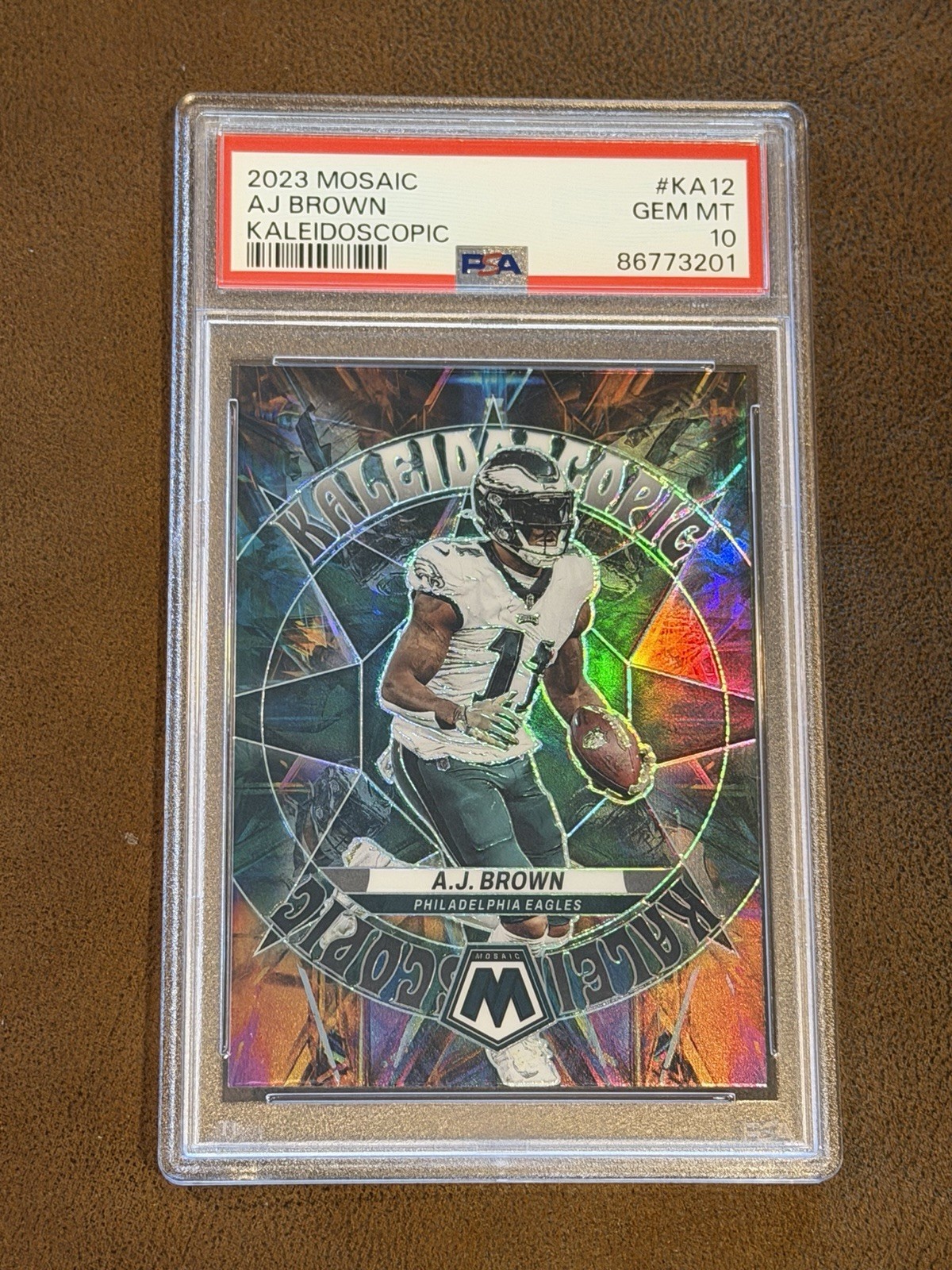 2023 Panini Mosaic AJ Brown Kaleidoscopic Holo Prizm PSA 10 GEM MINT SSP 💎