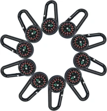 10Pcs Clip on Compass Bulk, Mini Compass Key Chain Button Compass Small Pocket f
