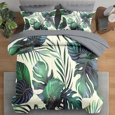 Comforter Set Queen Size, Tropical Plants Leaves 7 Pcs Bedding for Kids and A...