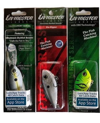 3 Livingston Lures, Set Includes 1 Deep Impact 12, 1 Pro Ripper, & 1 Flatside 50