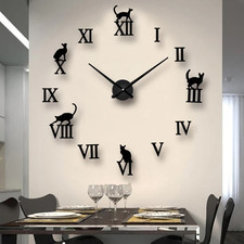 3D DIY Extra Large Roman Numerals Luxury Mirror Wall Sticker Clock Home Decor UK