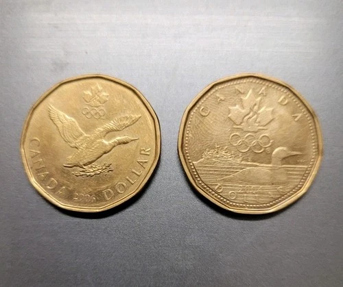 Canada 2004 & 2006 $1 Dollar Olympic Lucky Loonie Dollar Coin Set Of 2 Coin