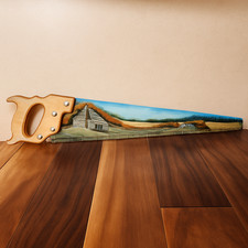 Vintage Disston Usa Hand Painted Saw Country Cabin Landscape Art Rustic Decor