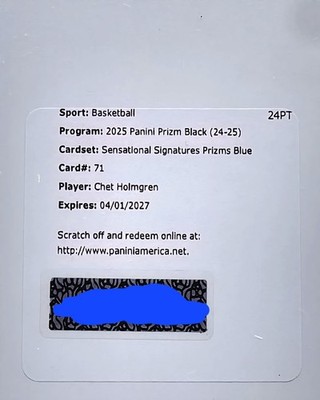 2024-25 Panini Prizm Black Chet Holmgren Sensational Auto #71 Blue /49 Reward  